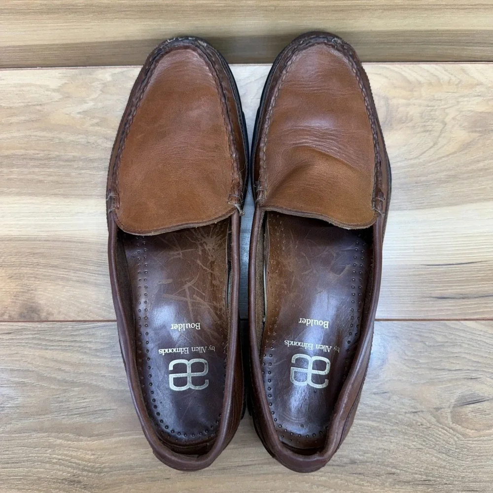 Allen Edmonds Boulder Loafers Mens 10 D Brown Leather Moc Toe Travel 40018